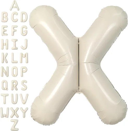 Miniatura 25 de SUWEN Globos de helio grandes de 102 cm (40 pulgadas) con letra S en color crema. Globos grandes de papel de aluminio con letra en helio, de A a Z.