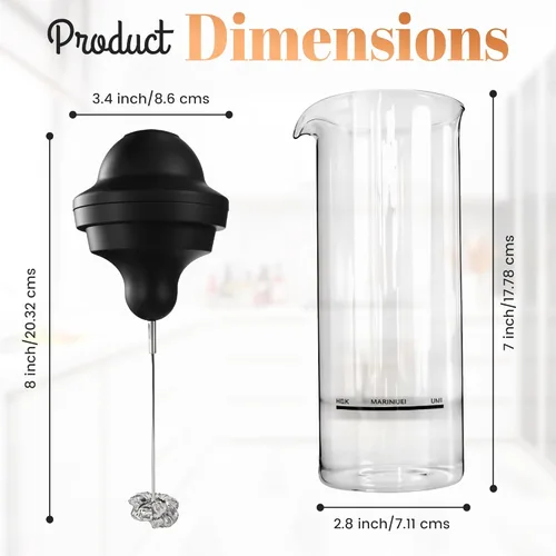 Miniatura 7 de Espumador de leche con jarra de vidrio, espumador de mano que funciona con pilas, fabricante de espuma para café, café con leche, capuchino