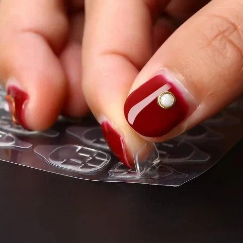 Miniatura 2 de Mwellewm 240 piezas de 10 hojas de pegamento de uñas de doble cara para uñas a presión, puntas de uñas postizas impermeables y transpirables