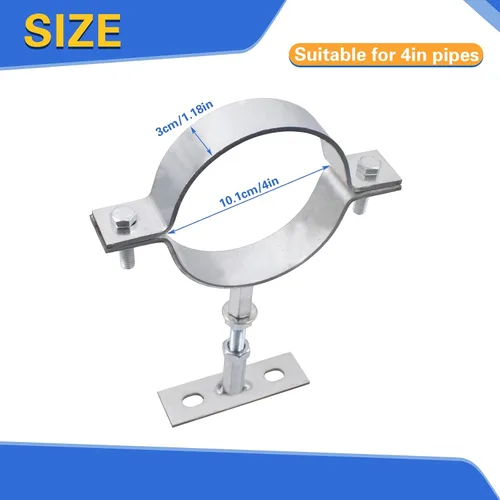 Miniatura 2 de 2 soportes de tubo ajustables resistentes de 4 pulgadas, colgador de tubo de anillo de acero galvanizado, abrazadera de soporte de tubo, correa