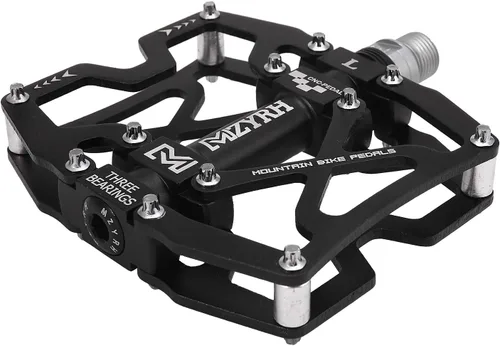 Miniatura 3 de Mzyrh - Pedales de bicicleta de montaña, ultra fuertes, coloridos, mecanizados CNC, de 9/16 pulgadas, ciclismo sellado con 3 rodamientos Negro 3