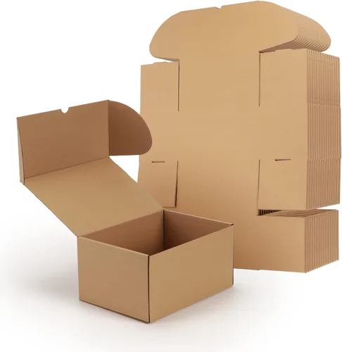 Miniatura 54 de RLAVBL Juego de 25 cajas de envío de 10 x 8 x 3, caja de cartón corrugado blanca para embalaje, correo, negocios Blanco