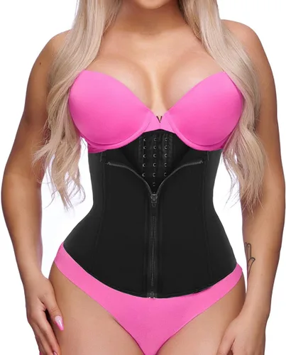 GainKee, corsé para cinturón de clip y cremallera para mujer, neopreno, chaleco de sudor para dar forma al cuerpo Cinturón negro