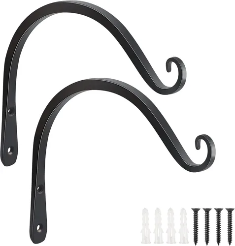 Miniatura 12 de FEED GARDEN Ganchos de pared para plantas colgantes de 10 pulgadas, paquete de 2 soportes de metal resistentes para plantas, con capacidad para 48
