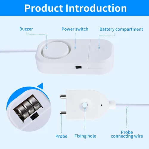 Miniatura 3 de Detector inteligente de fugas de agua, alarma ajustable de 120 dB para el hogar, sensor de agua para sótano, alarma de fugas de agua, 3