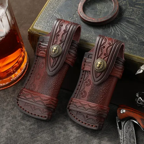 Miniatura 3 de Omesio Funda de cuchillo de bolsillo grande (L), 5.28 pulgadas (para cuchillo de <5.28 in) Fundas de cuero para cinturón, funda horizontal