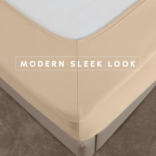 Miniatura 4 de Elegant Comfort Funda de somier, elástica y ajustada, falda de cama de 4 lados, tejido de jersey, alternativa elegante para falda de cama, suave
