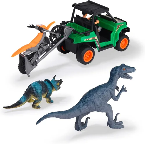 Miniatura 2 de DICKIE TOYS Juego de dinosaurios - UTV Quad Bike con fricción, Motorcross, dinosaurios, figura flexible, 1:24, a partir de 3 años