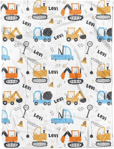 Arteaga Mantas de bebé personalizadas para niños, manta de bebé de vehículos de construcción personalizada, 100% poliéster, edredón, azul, 30 x 40