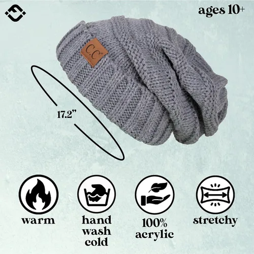 Miniatura 94 de Funky Junque Gorro de moda de punto trenzado de talla extragrande, grueso, abrigado, suave y holgado