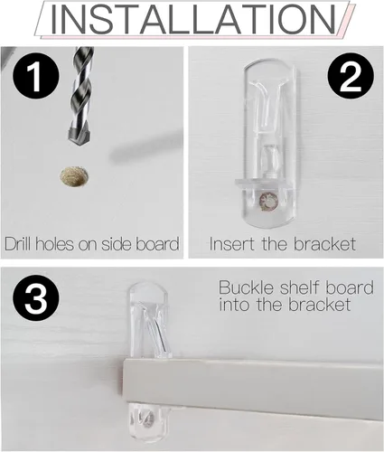 Miniatura 5 de 20 piezas de clavijas de estante de plástico con bloqueo de 5 mm, clips de soporte de estante de plástico transparente de 3/4" con bloqueo