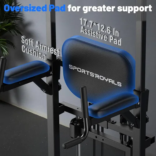Miniatura 7 de Sportsroyals Power Tower - Estación de barra de dominadas, estación de inmersión estable de 450 libras para gimnasio en casa, equipo de Multi