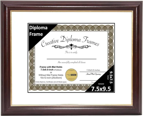 Miniatura 23 de Creative Picture Frames Marco para Diploma de Caoba con Borde Dorado de 12x16 pulgadas con Vidrio y Paspartú Negro y Colgadores de Pared Instalados