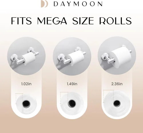 Miniatura 6 de Day Moon™ Soporte de pared para papel higiénico blanco mate, soporte giratorio moderno para rollo de papel higiénico