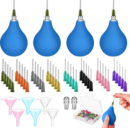 Dandat Juego de 4 herramientas de cerámica, suministros deslizantes, aplicador de esmalte de cerámica, aplicador de puntas de precisión para Azul