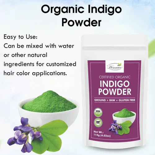 Miniatura 4 de Polvo índigo orgánico Tinte en polvo índigo Ideal para cabello negro y oscuro USDA Organic Polvo índigo para cabello Polvo orgánico