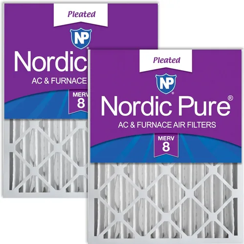 Nordic Pure 16x25x4 (15 1/2 x 24 1/2 x 3 5/8) Filtros de aire plisados MERV 8 Paquete de 2