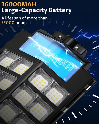 Miniatura 3 de Gefolly SL-9800W Luces solares de calle para exteriores, luz comercial de estacionamiento de 860000 lm, luz de inundación LED de seguridad IP67