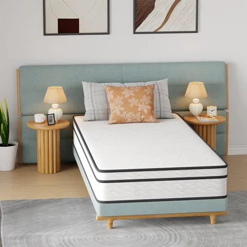 Miniatura 16 de FDW Colchón individual de 6 pulgadas, colchón híbrido de espuma viscoelástica y resortes interiores, colchón de espuma premium, alivio de presión