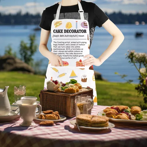 Miniatura 4 de CMNIM Regalos para amantes de la repostería, delantal impermeable para pastelería, con bolsillos para amantes de los pasteles, regalos de panadería