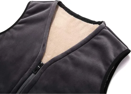 Miniatura 4 de Flygo Chaleco de invierno con forro polar Sherpa para hombre, sin mangas, con cremallera, cálido chaleco de viaje al aire libre