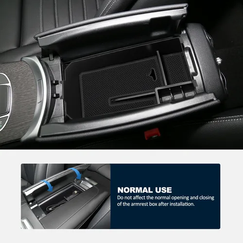 Miniatura 6 de Caja de almacenamiento para apoyabrazos central Compatible con Mercedes Benz Clase C W205 Organizador de consola central 2015-2021, para GLC W253