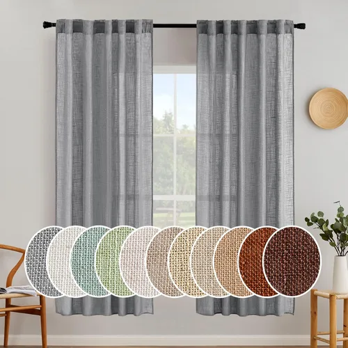 Miniatura 89 de MIULEE Cortinas de lino blanco de 108 pulgadas de largo para dormitorio, sala de estar, cortinas de ventana con textura de lino suave y grueso, Lino