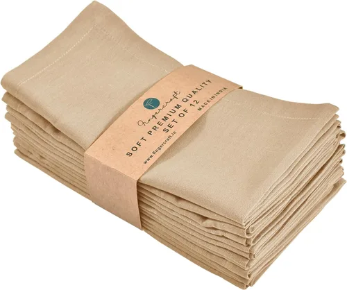 Miniatura 75 de Fingercraft Juego de 12 servilletas de tela de mezcla de lino y algodón, lavables, calidad premium, fiestas, bodas, servilletas de cena en inglete
