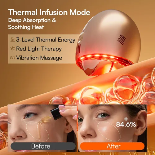 Miniatura 6 de INIA Terapia de luz roja 7 en 1 para cara y cuello Gua Sha Masajeador Facial Dispositivo con Modo Térmico y Cryo para Hinchazón y Reafirmación