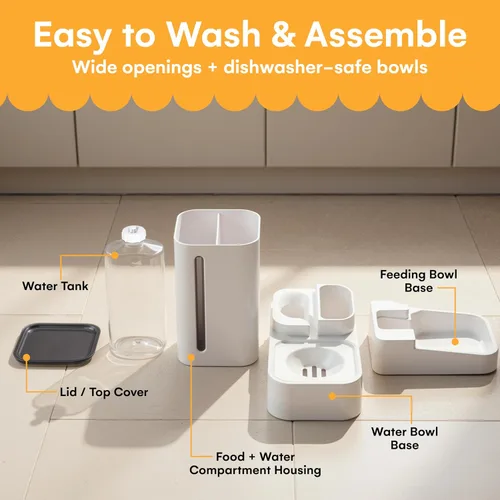 Miniatura 5 de Comedero automático para perros y gatos – Tazón de alimentación por gravedad – Dispensador de agua para mascotas – 12.5 x 12.5 x 12.2 pulgadas