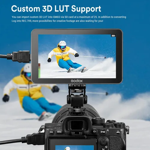 Miniatura 5 de Godox GM6S - Monitor de cámara de 5.5 pulgadas, monitor de video 4K HDMI ultra brillante, pantalla táctil IPS de 1920 x 1080, entrada y salida 3D