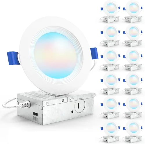Miniatura 9 de Sunco Paquete de 12 unidades de iluminación empotrable LED de 3 pulgadas, lámpara de techo de montaje empotrado ultra delgada sin lata con caja