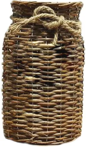 Jarrón de mimbre para decoración, cesta de madera de 12 pulgadas, color marrón, rústico, estilo campestre, soporte para flores para sala de estar,