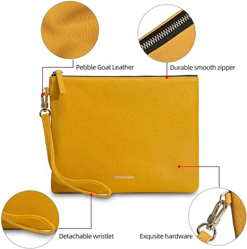 Miniatura 3 de DORIS&JACKY Bolso de mano de piel de cordero para mujer, cartera grande y suave de diseñador con correa..