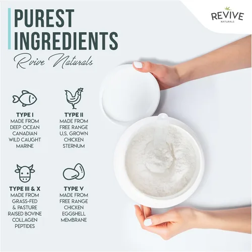 Miniatura 8 de Revive Naturals Polvo de proteína de colágeno múltiple de vainilla - 400g - Sin azúcar - 5 tipos de péptidos de colágeno - Hidrolizado, bovino