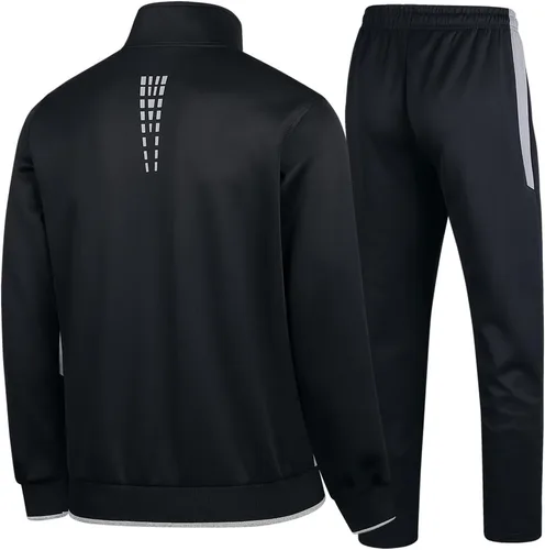 Miniatura 2 de Conjunto deportivo casual de manga larga para hombre, conjunto deportivo con cremallera completa, chaqueta deportiva y pantalones para correr