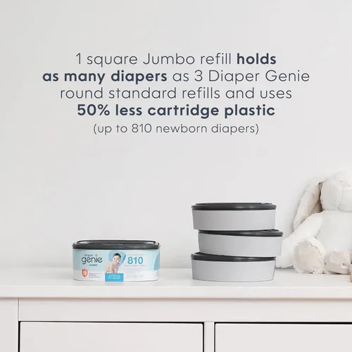 Miniatura 10 de Diaper Genie Recambio cuadrado jumbo, con película continua, puede contener hasta 810 pañales de tamaño recién nacido por repuesto.