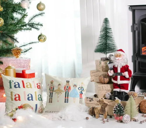 Miniatura 2 de Juego de 4 fundas de almohada con diseño de cascanueces y ballet de Feliz Navidad, fundas de almohada decorativas para el hogar, sofá, cama, silla