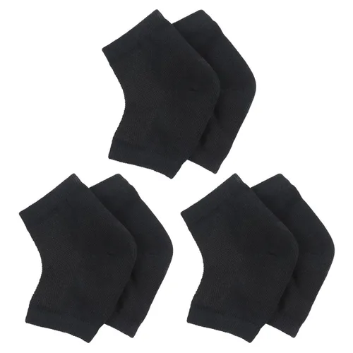 Snadulor - 3 pares de calcetines hidratantes para talón de gel para tacones secos y agrietados, calcetines de gel de spa, calcetines de punta Negro