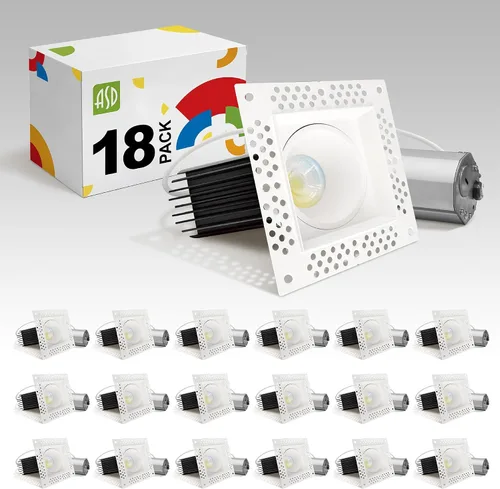 Miniatura 22 de ASD Luces LED empotrables sin moldura de 1 pulgada, 7W 120V Triac redondas para uso comercial, iluminación regulable sin lata para techo con caja