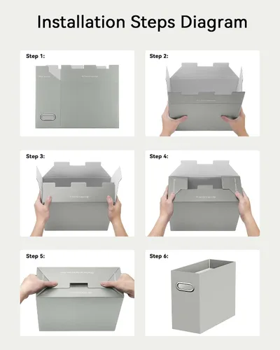Miniatura 6 de Oterri Caja organizadora de archivos de cartón para colgar carpetas de archivos, tamaño carta, caja de archivos para escritorio de computadora, Gris