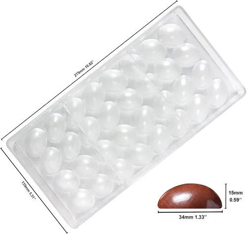 Miniatura 6 de Funshowcase Rosa, corazón, cúpula, diamante, forma ovalada molde de chocolate de plástico 6 piezas Set tamaño de mordida