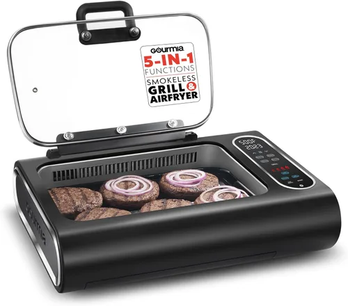 Miniatura 8 de Gourmia Parrilla de Interior Sin Humo y Freidora de Aire parrilla raclette con Tecnología de Extracción de Humo Parrilla Eléctrica Antiadherente