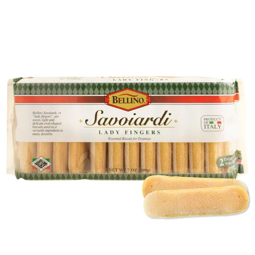 Bellino Savoiardi Lady Fingers Biscuits - Auténticas galletas italianas para pastel de tiramisú, pastelería y postres de panadería, galletas de café