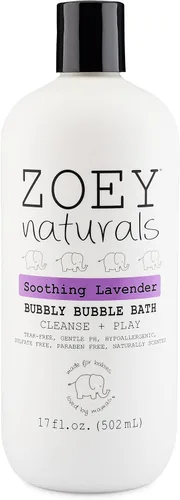 Zoey Naturals - Baño de burbujas calmante de lavanda para niños y bebés, jabón hidratante sin lágrimas para niños pequeños con aloe y aceite de