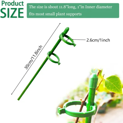 Miniatura 3 de Belit Paquete de 8 estacas de soporte para plantas pequeñas, estacas ajustables de soporte de un solo tallo para jardín, anillo de soporte