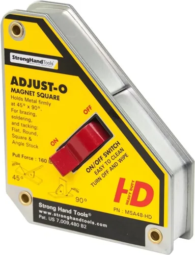 Cuadrado magnético de encendido/apagado, 30°/60°, 45°, 90°, tamaño: 6" x 5" x 1.5", fuerza de tracción: 160 lb, servicio pesado, MSA48-HD