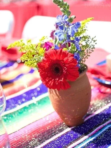 Miniatura 5 de BOXAN Camino de mesa de serape mexicano para decoración de boda, picnic al aire libre, mesa de comedor, manta de algodón con flecos, caminos de mesa