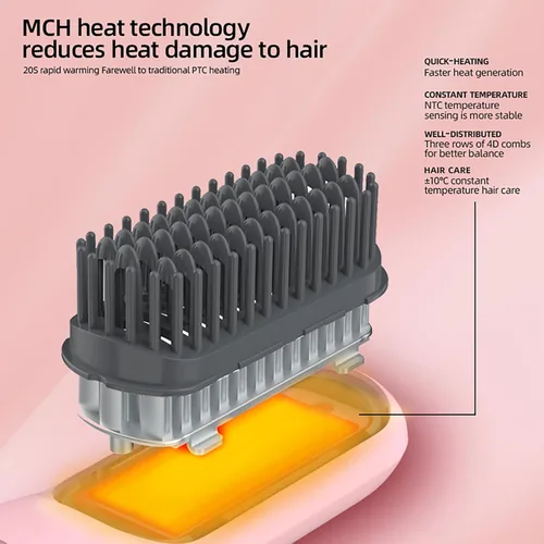 Miniatura 4 de Bestauty Cepillo alisador de pelo inalámbrico, tecnología de calentamiento rápido de los años 20, 320℉-356℉-392℉ 3 niveles ajustables, cepillo