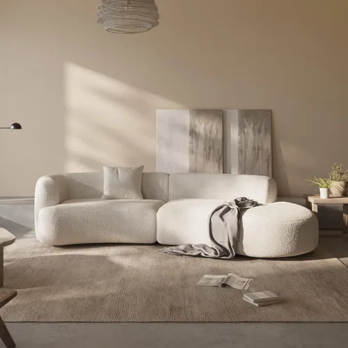Miniatura 14 de Acanva - Sofá seccional curvo moderno para sala de estar, sofá modular de tela bouclé minimalista y cómodo para apartamento, oficina en casa, 114